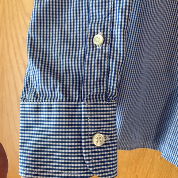 CrewCuts J Crew size 12 boy blue white tiny check pocket button down shirt EUC - Picture 3 of 8